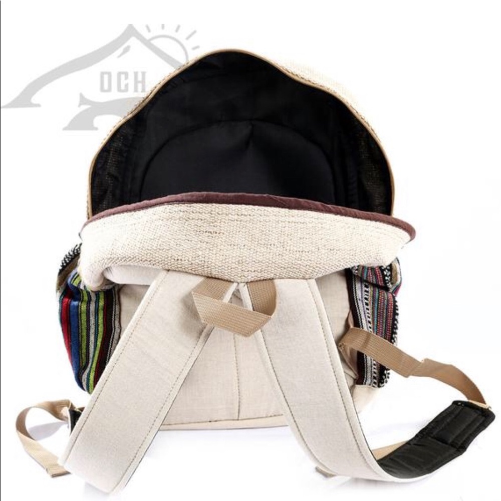 100% Handmade Multi Pocket Hemp Backpack - Picture 4 of 7